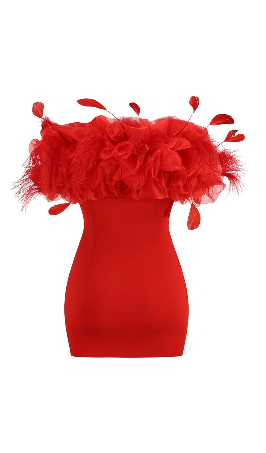 Off-Shoulder Puffy Flower Mini Dress In Red Flowering Girl