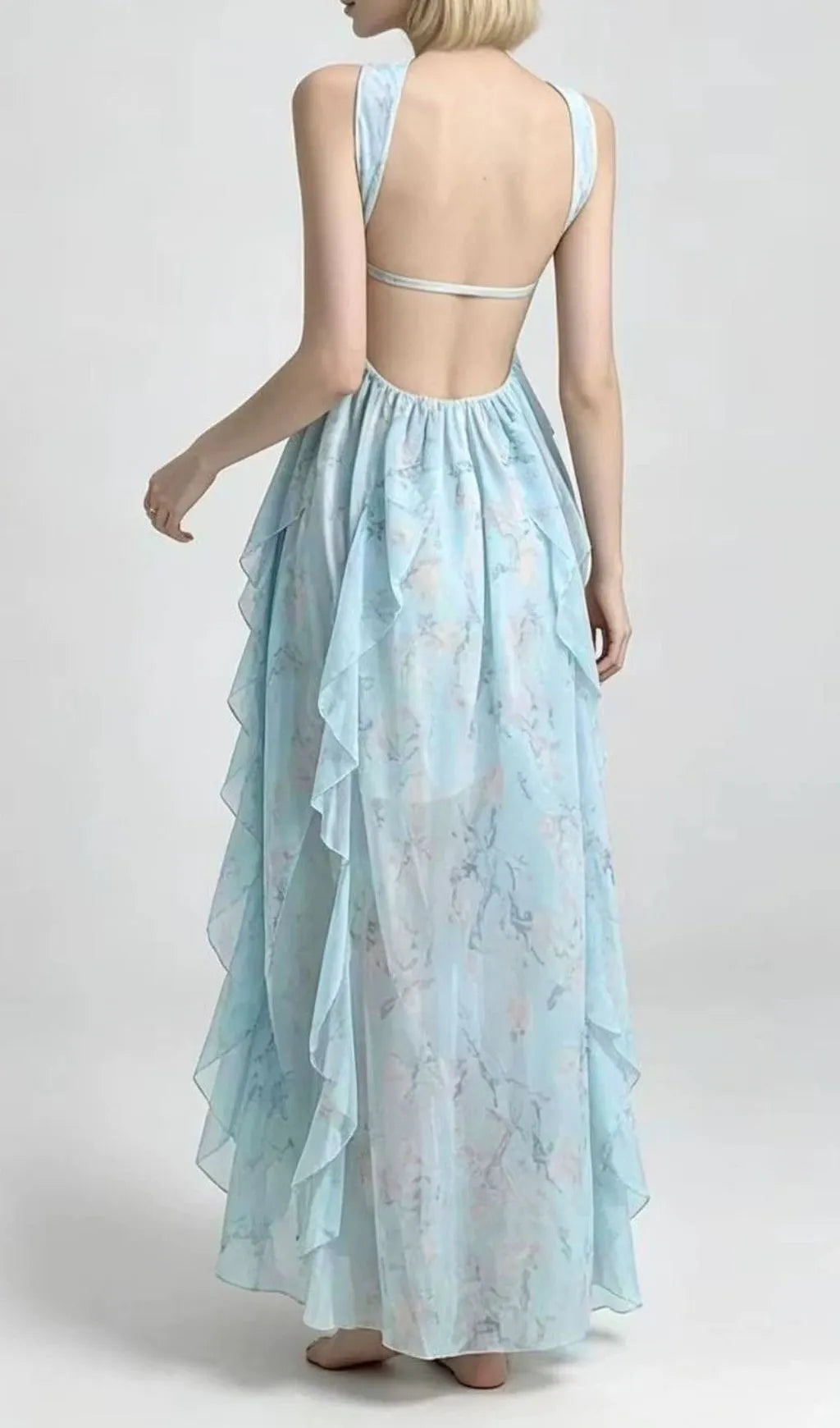 Laverna Blue Strapless Printed Maxi Dress Flowering Girl