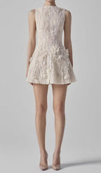 Darda Beige Flower Lace Mini Dress Flowering Girl