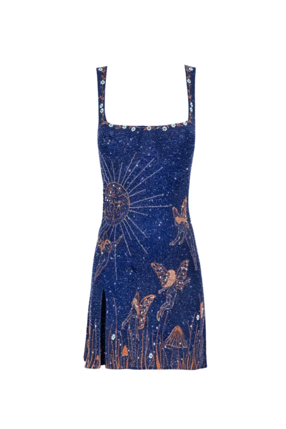 Sylvia Rhinestone Embellished Sky Mini Dress in blue Flowering Girl