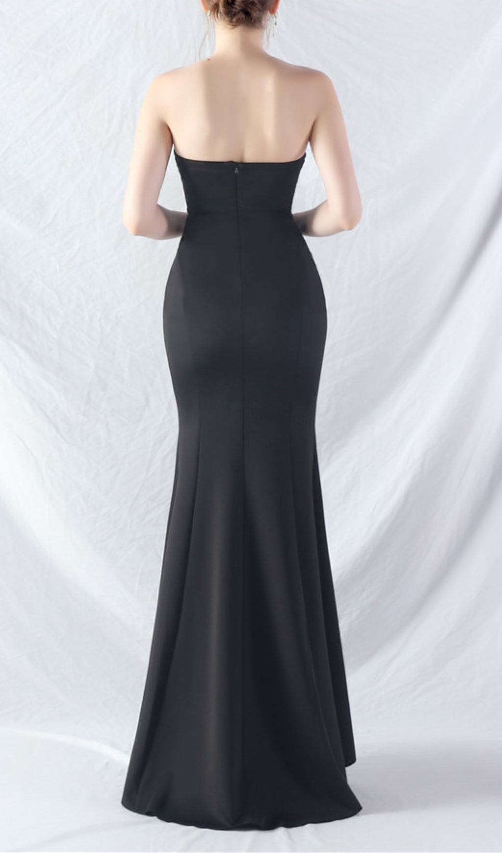 Chrina Black Strapless Ruched Maxi Dress Flowering Girl