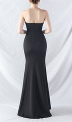 Chrina Black Strapless Ruched Maxi Dress Flowering Girl