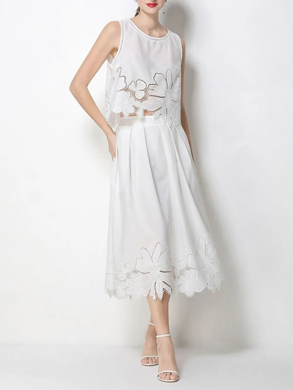 Mahlia White Flower Two-Piece Set Flowering Girl