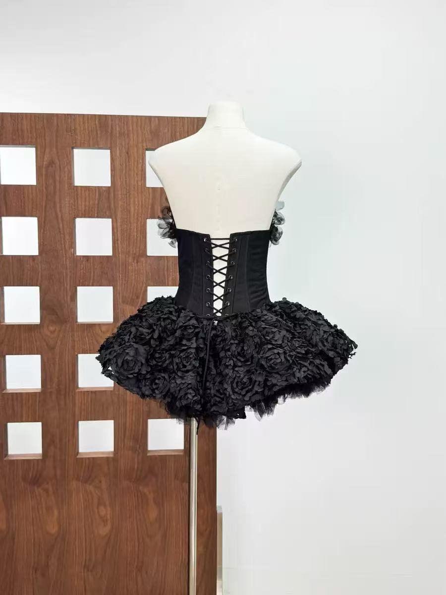 Strapless Petal Floral Corset A Line Dress Flowering Girl