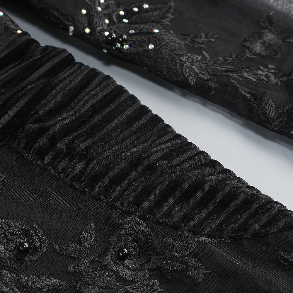 Diamond Three-Dimensional Flower Jumpsuit In Black Flowering Girl