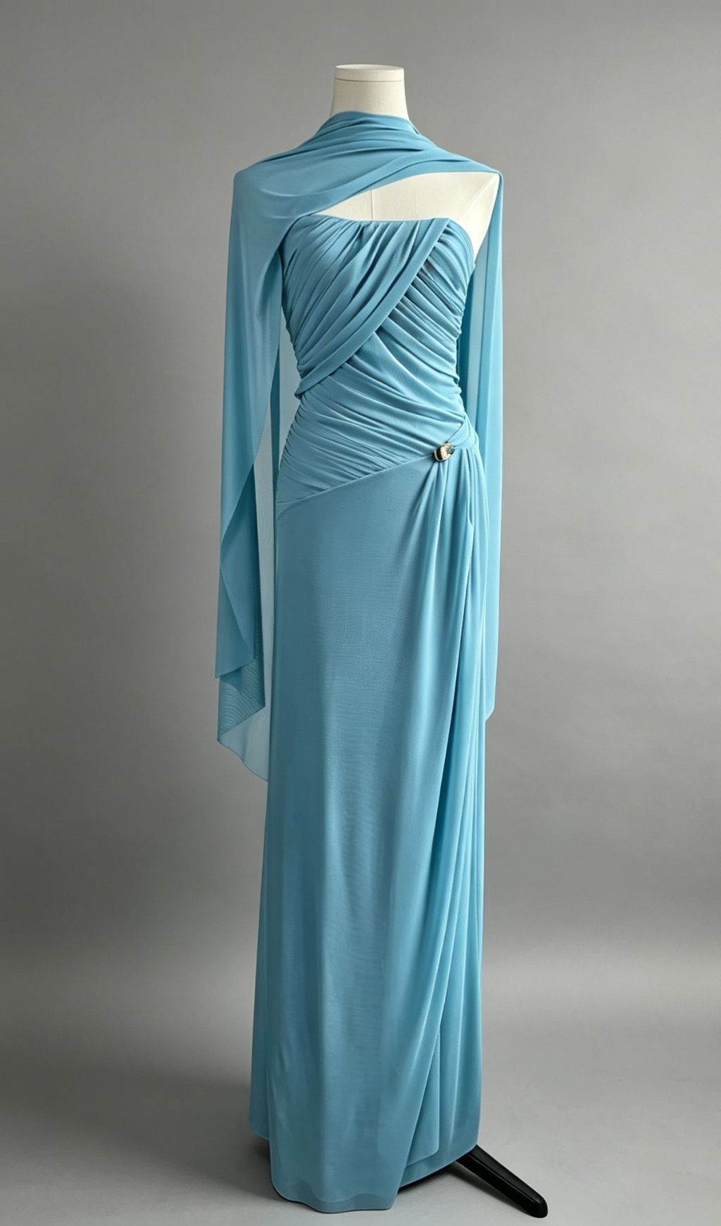 Lacey Blue Ruched Maxi Dress Flowering Girl
