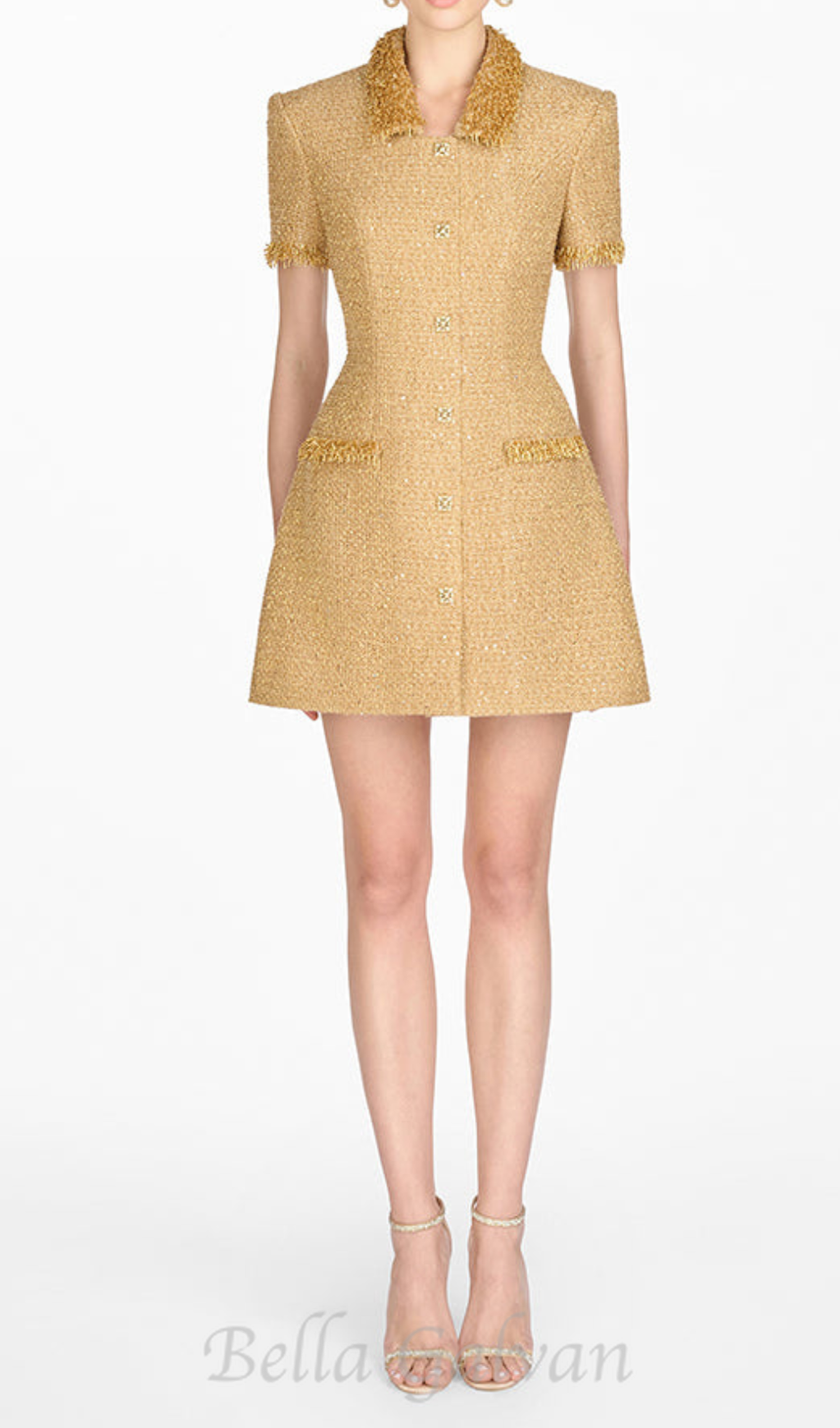 gold embellished mini dress Flowering Girl