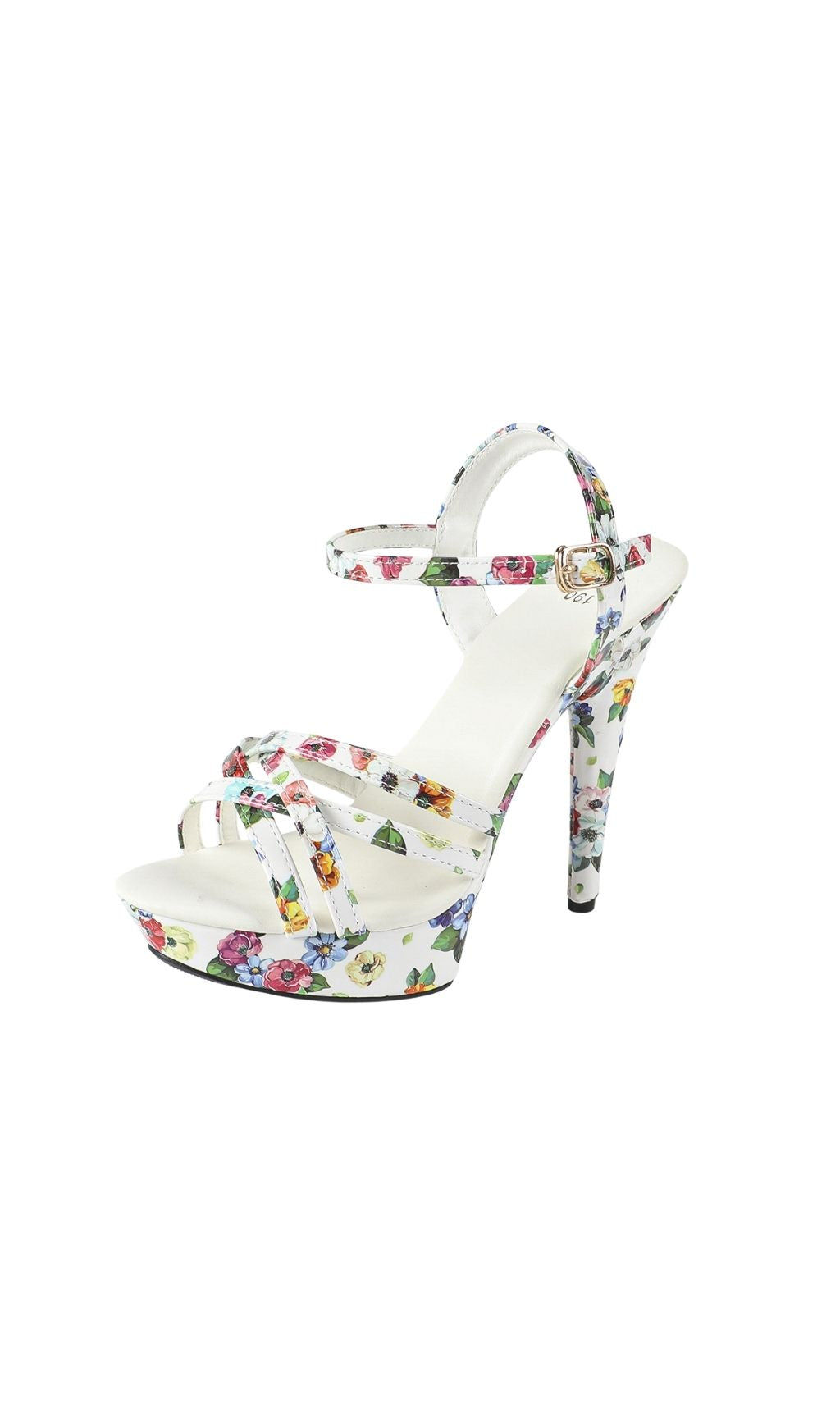 Kynthia White Floral Printed Heels Flowering Girl