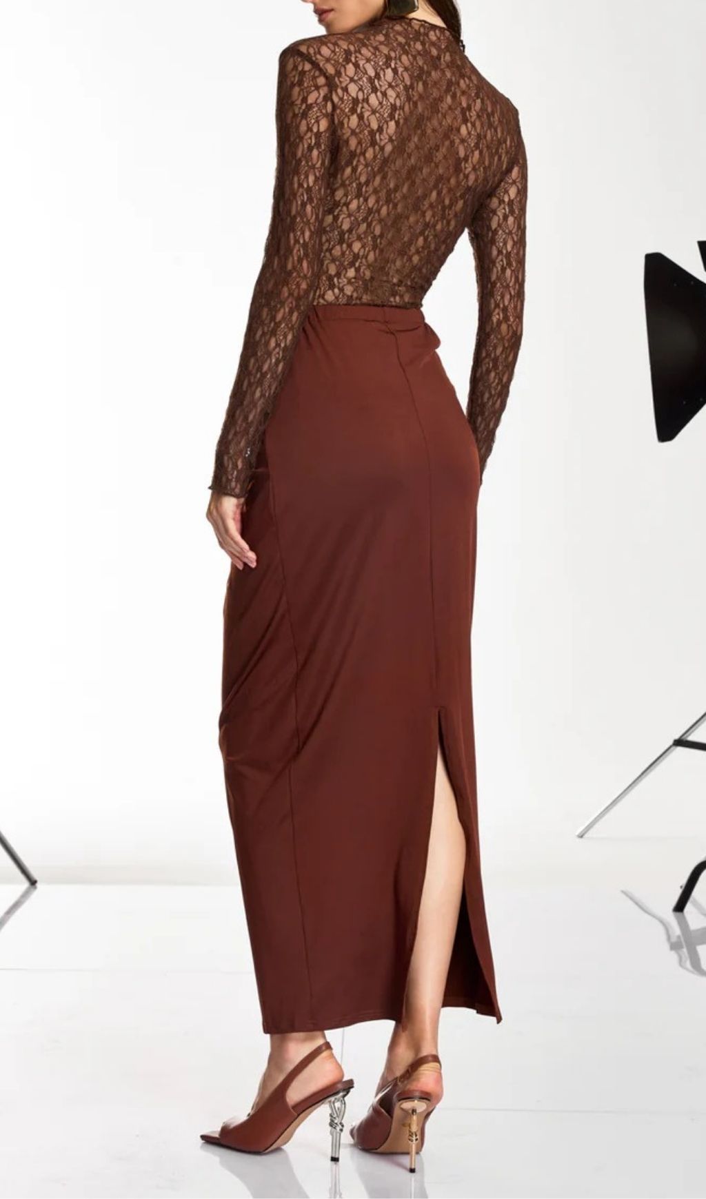 Darcila Long Sleeve Lace Ruched Skirt Set Flowering Girl