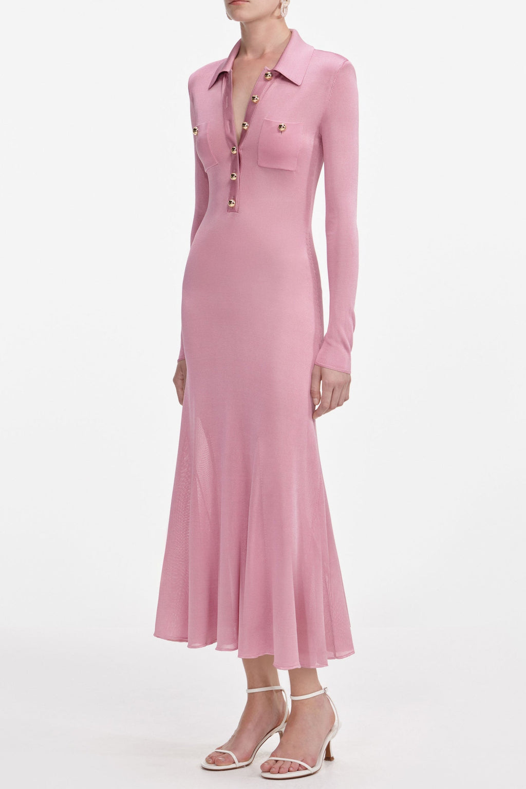 Dominic Pink Viscose Knit Midi Dress Flowering Girl
