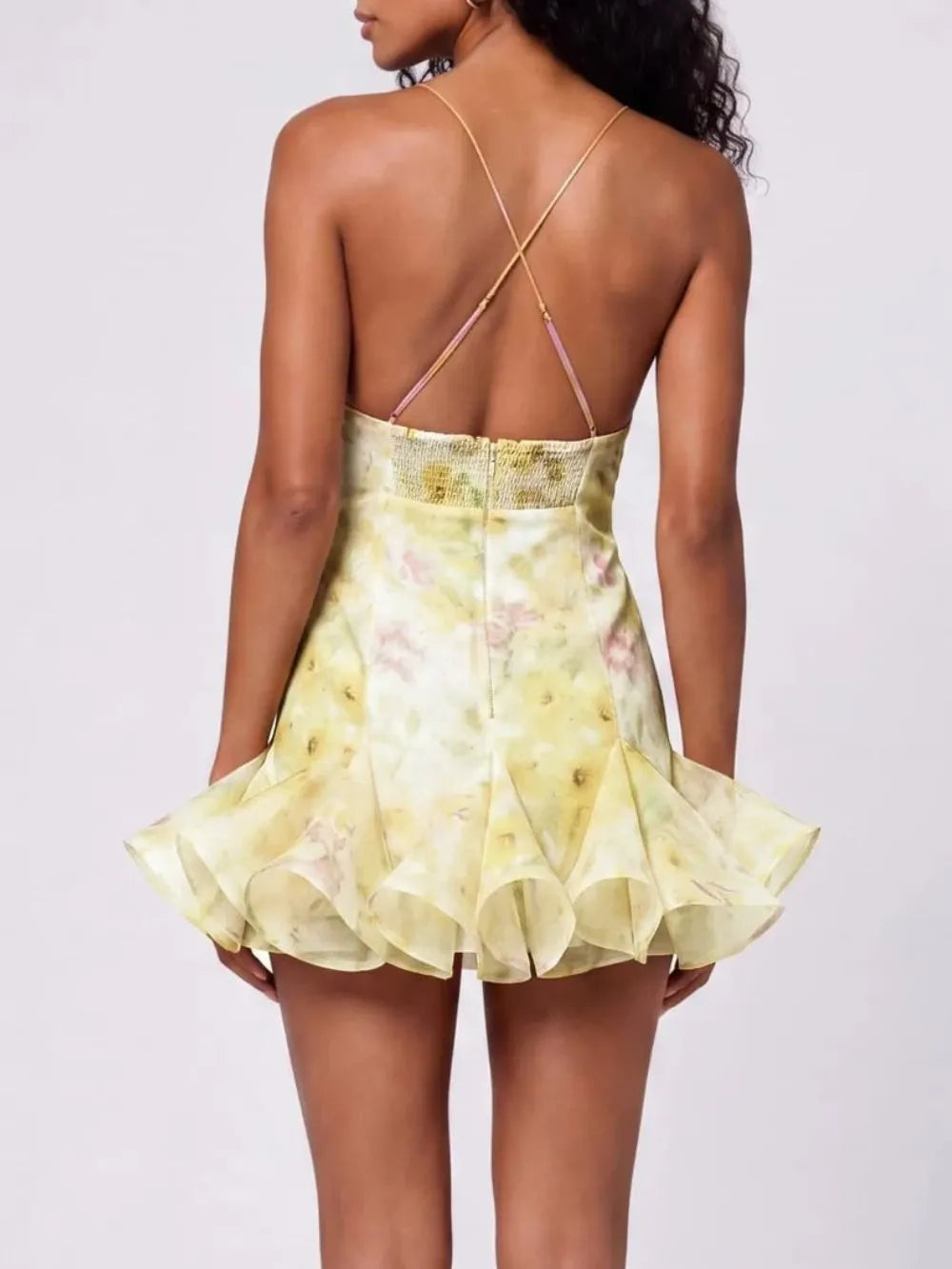 Brasken V Neck Floral Mini Dress Flowering Girl