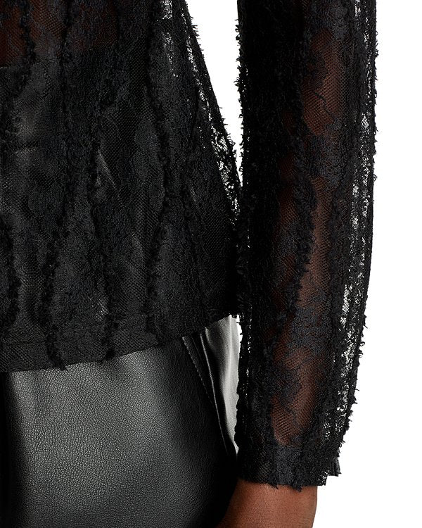 Lace Mock Neck Top in black Flowering Girl