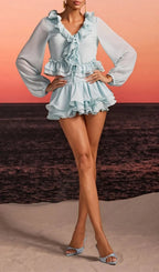 Evarn Long Sleeve Ruffle Skirt Set Flowering Girl