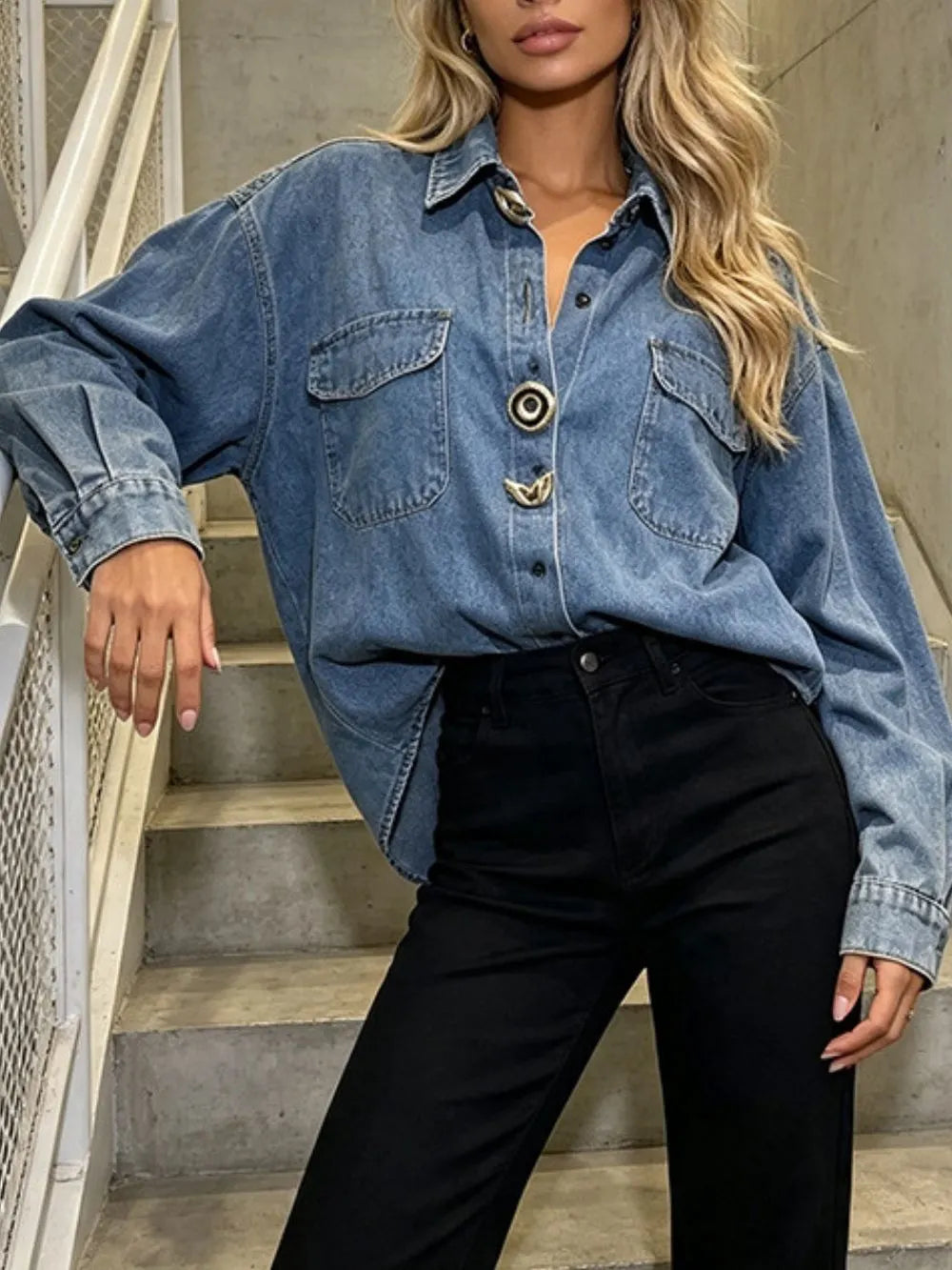 Meaghan Denim Shirt Flowering Girl