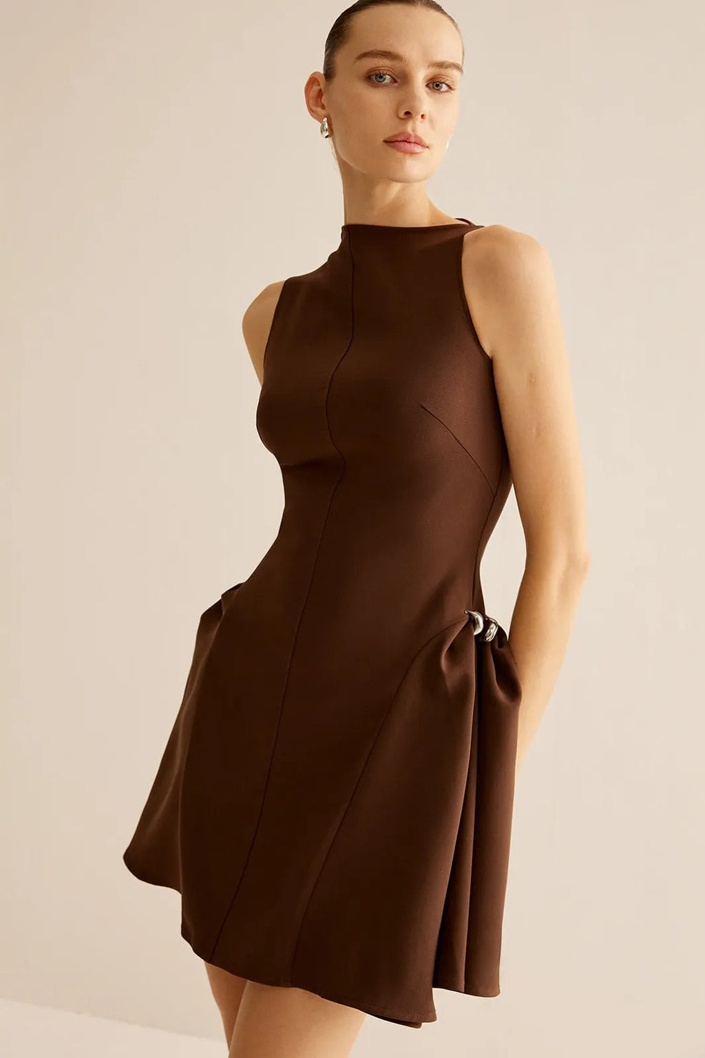 Asymmetrical Flared Mini Dress Flowering Girl