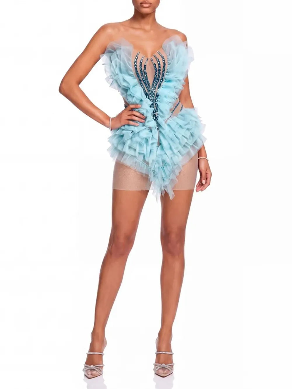 Zadrine Strapless Rhinestone Mini Dress Flowering Girl