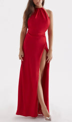 Red Rose Thigh Slit Maxi Dress Flowering Girl