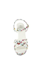 Kynthia White Floral Printed Heels Flowering Girl