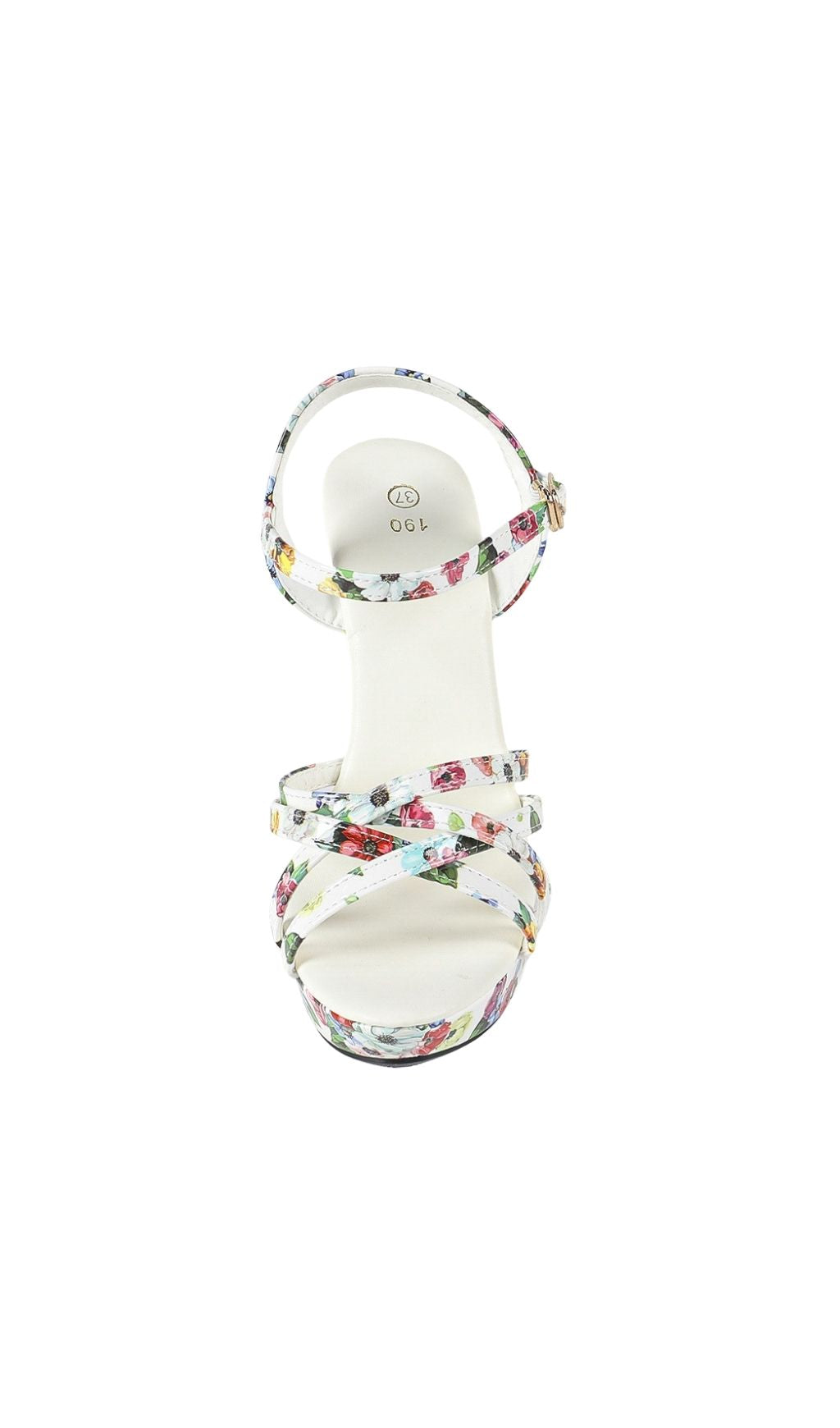 Kynthia White Floral Printed Heels Flowering Girl