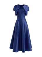 Short Sleeve A Line Maxi Dress Blue Flowering Girl
