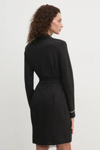 Ribbed V-neck mini dress in black Flowering Girl