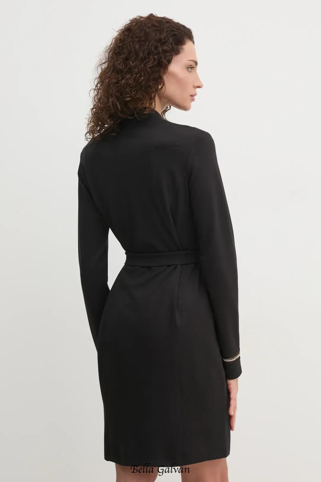 Ribbed V-neck mini dress in black Flowering Girl