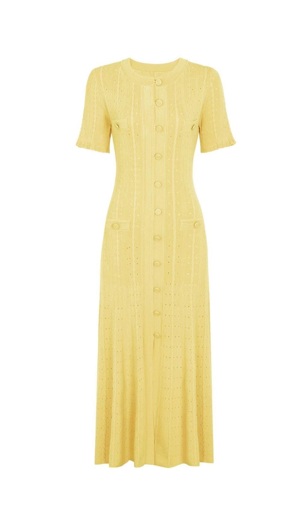 Kilenya Yellow Knit Short Sleeve Midi Dress Flowering Girl