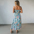 Blue Print Slip Maxi Dress Flowering Girl