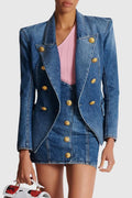 Brittia Button Denim Jacket Flowering Girl