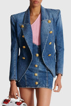 Brittia Button Denim Jacket Flowering Girl