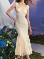 Muriel White Strappy Pearl Dress