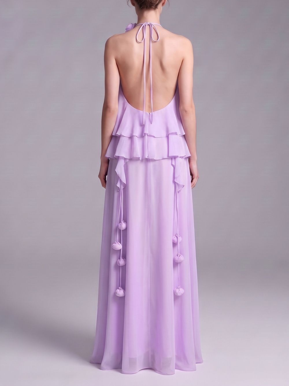 Myriam Purple Halter Flower Maxi Dress