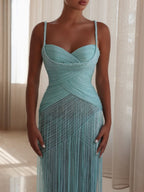 Light Blue Crepe Mermaid Column Gown Flowering Girl