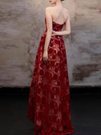 MyAnna Red Strapless Floral Maxi Dress