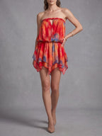 Muska Strapless Printed Mini Dress