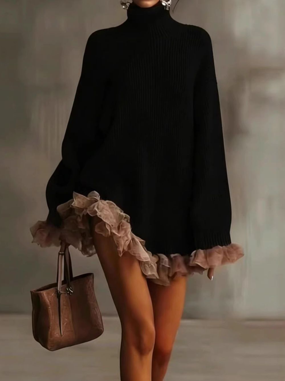 Mitra Knitted Long-Sleeved Lace Sweater