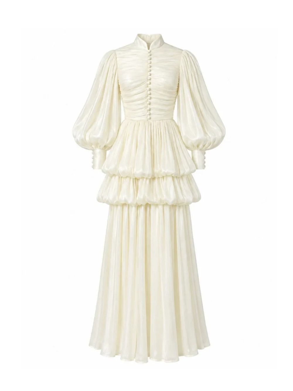 Yulvex Balloon Sleeve Tiered Maxi Dress Flowering Girl