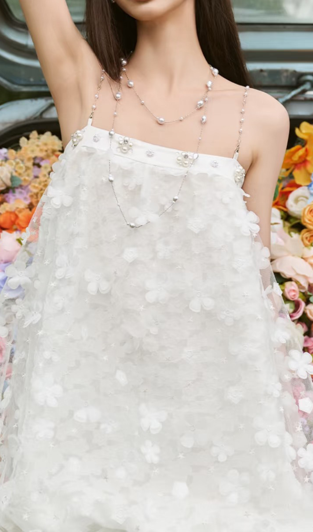Harsha White Flower Embellished Maxi Dress Flowering Girl