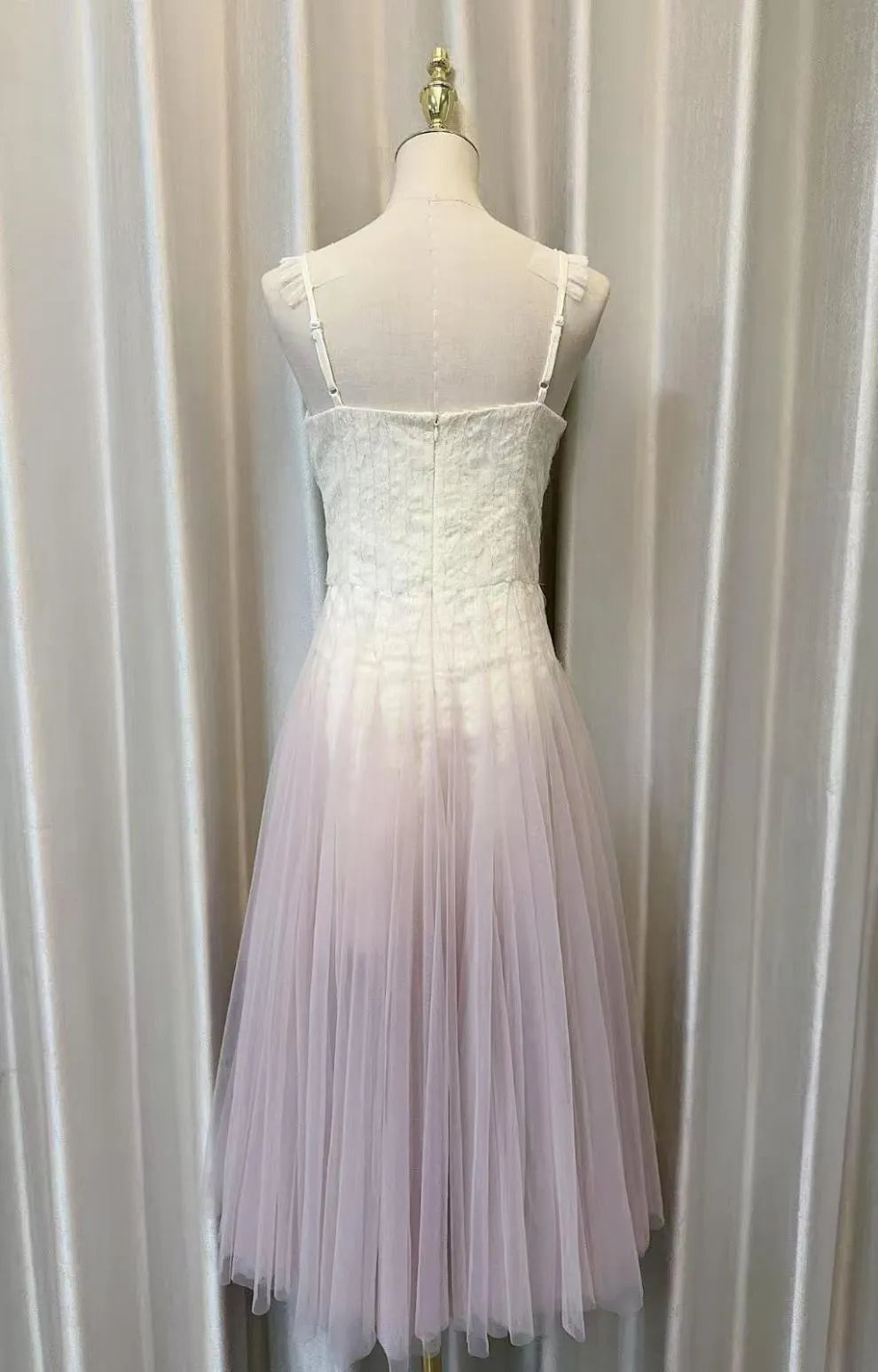 Gradient Tulle Midi Dress with Ruffle Straps Flowering Girl