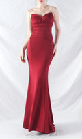 Chrina Red Strapless Ruched Maxi Dress Flowering Girl