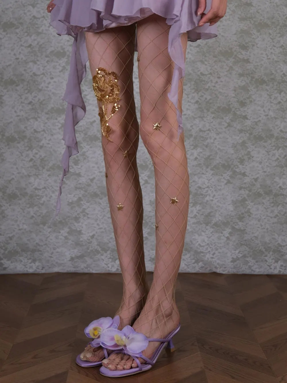 Marney Gold Flower Tights Flowering Girl
