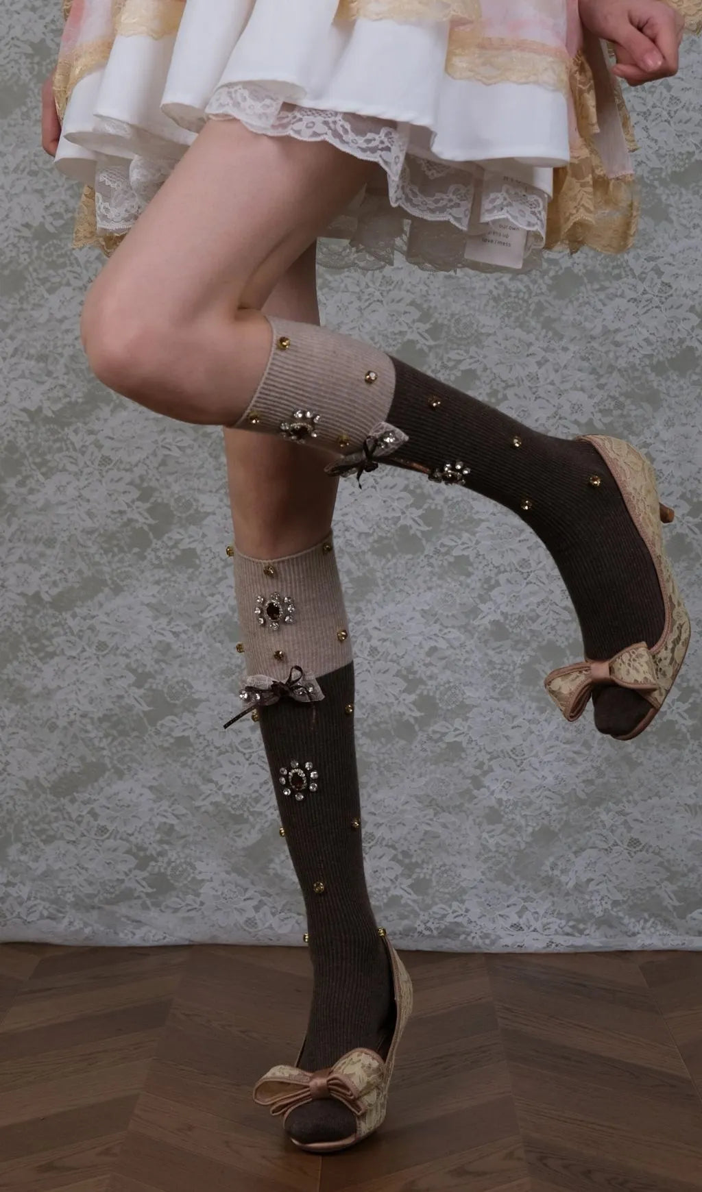 Diamante Embellished Bow Stockings Flowering Girl