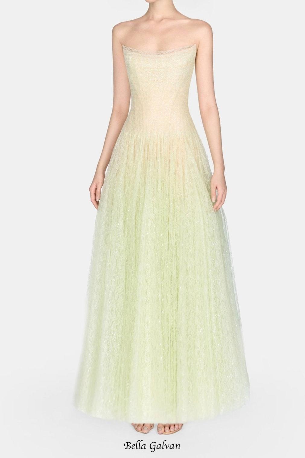 carol Draped Lace Maxi Dress in Mint Flowering Girl