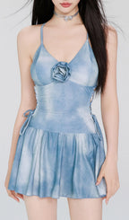 Dodson Blue Flower One-Piece Swimsuit Flowering Girl