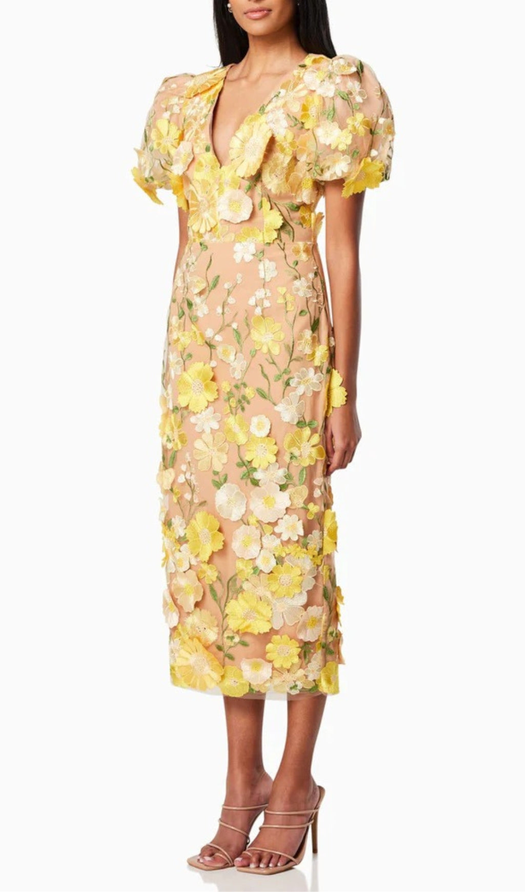 Aliya 3D Flower Midi Dress Flowering Girl