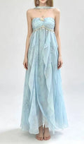 Laverna Blue Strapless Printed Maxi Dress Flowering Girl