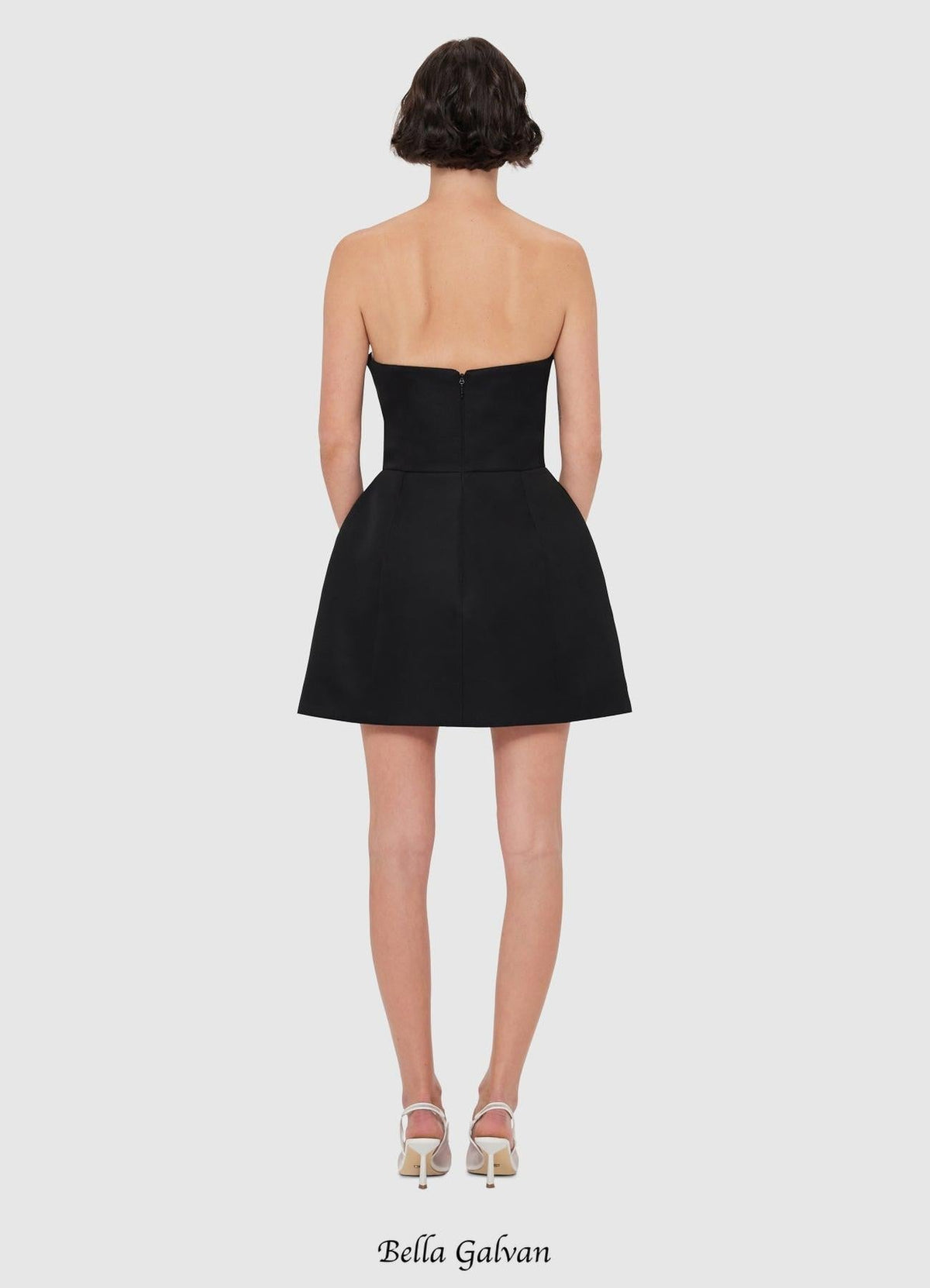 Rosario Appliqué Floral Bustier Mini Dress in black Flowering Girl