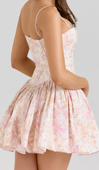 Haruyo Strappy Printed Mini Dress Flowering Girl