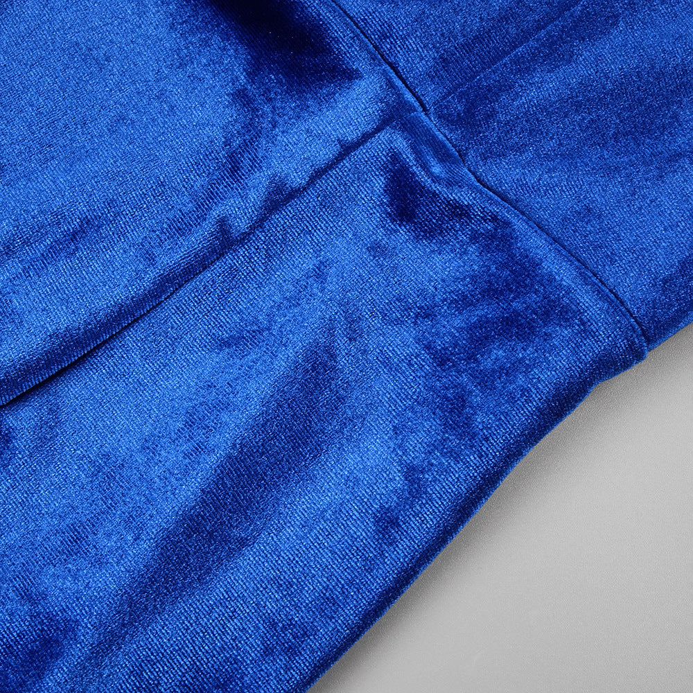 josephine off-shoulder velvet sash gown in blue Flowering Girl