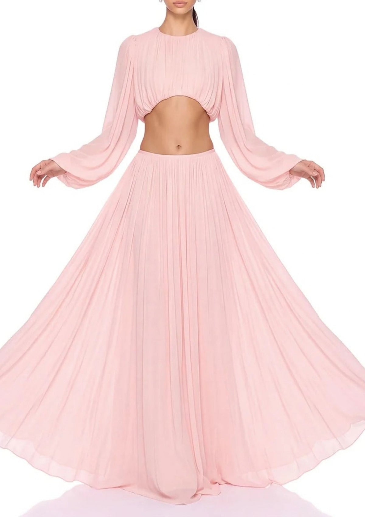 Brisken Long Sleeve Ruched Skirt Set Flowering Girl